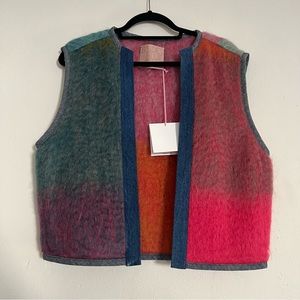 B Sides rainbow mohair blanket vest